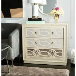 Catalina 3-Drawer Off-White Nightstand Chest by SAFAVIEH