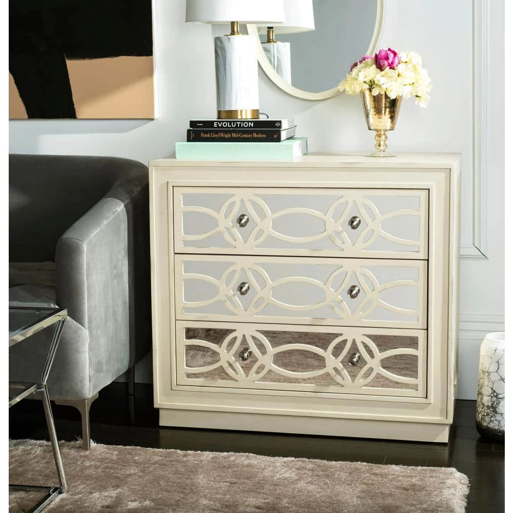 Catalina 3-Drawer Off-White Nightstand Chest by SAFAVIEH 3 Catalina 3-Drawer Off-White Nightstand Chest by SAFAVIEH