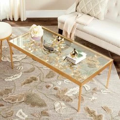 Rosalia 48 in. Gold/Glass Coffee Table by SAFAVIEH