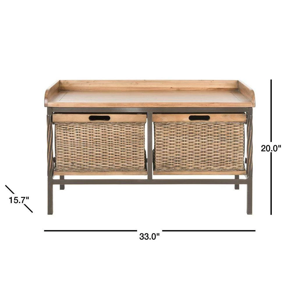 Nah Brown Storage Entryway Bench by SAFAVIEH 5 Nah Brown Storage Entryway Bench by SAFAVIEH - Image 3