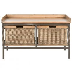 Nah Brown Storage Entryway Bench by SAFAVIEH
