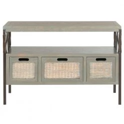 Joshua 36 in. 3-Drawer Gray Wood Console Table by SAFAVIEH