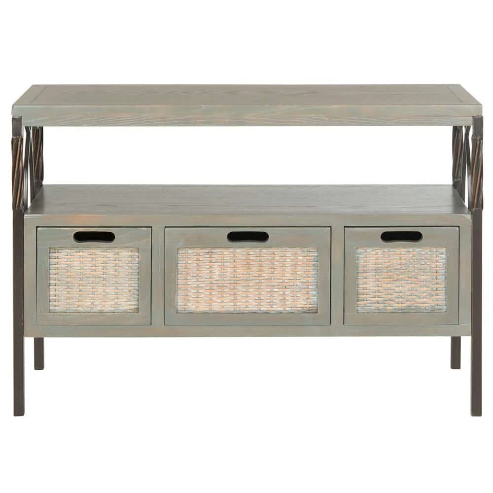 Joshua 36 in. 3-Drawer Gray Wood Console Table by SAFAVIEH 3 Joshua 36 in. 3-Drawer Gray Wood Console Table by SAFAVIEH