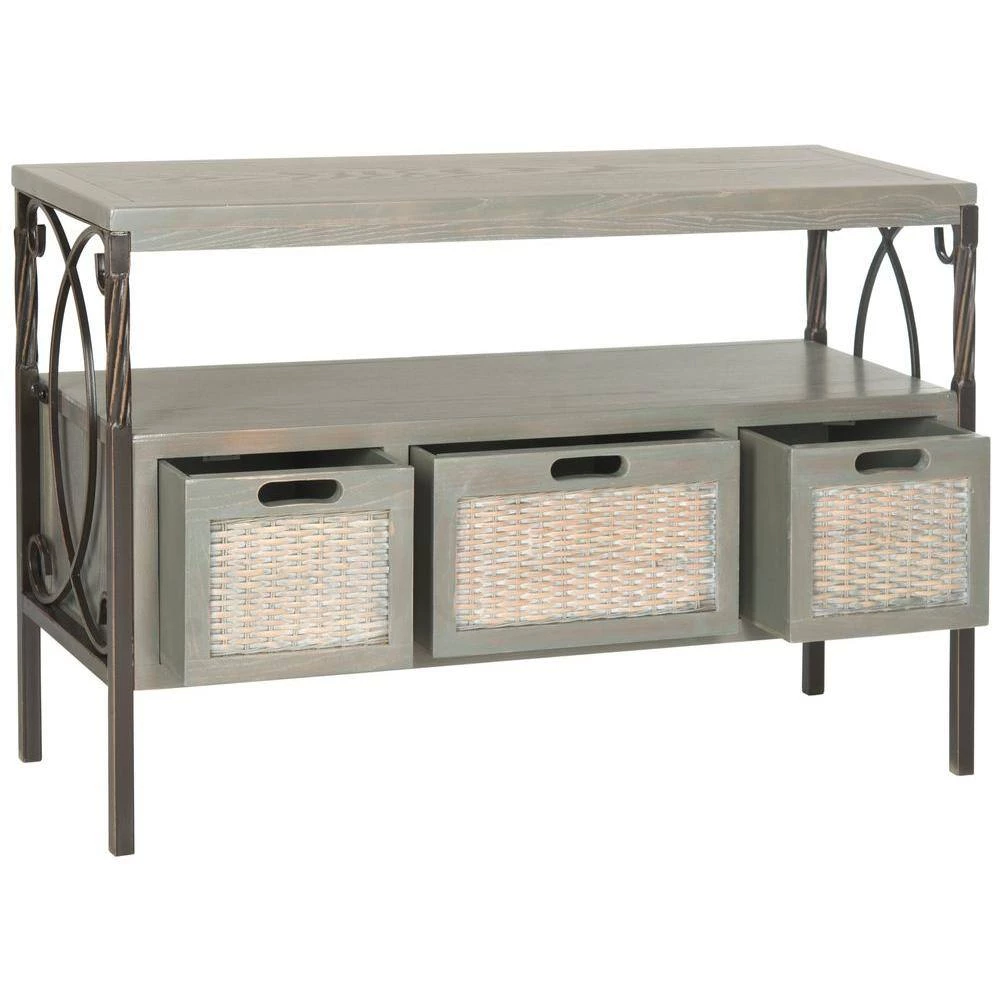 Joshua 36 in. 3-Drawer Gray Wood Console Table by SAFAVIEH 6 Joshua 36 in. 3-Drawer Gray Wood Console Table by SAFAVIEH - Image 4