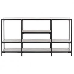 Petra 55 in. Beige/Black Wood Storage Console Table by SAFAVIEH