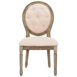 Holloway Beige Tufted Side Chair (Set of 2) by SAFAVIEH -Safavieh Sales Store beige rustic oak safavieh dining chairs fox6235b set2 4f 1000
