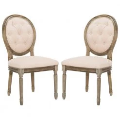 Holloway Beige Tufted Side Chair (Set of 2) by SAFAVIEH
