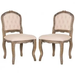 Eloise Beige/Rustic Brown 20 in. Dining Chair (Set of 2) by SAFAVIEH