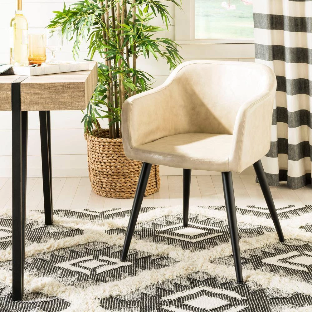 Adalena Beige Leather Accent Chair by SAFAVIEH 14 Adalena Beige Leather Accent Chair by SAFAVIEH - Image 12