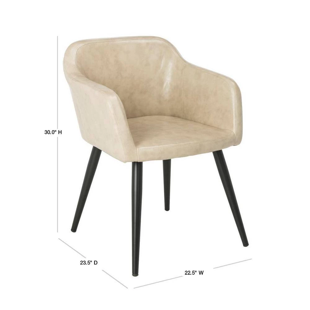 Adalena Beige Leather Accent Chair by SAFAVIEH 5 Adalena Beige Leather Accent Chair by SAFAVIEH - Image 3