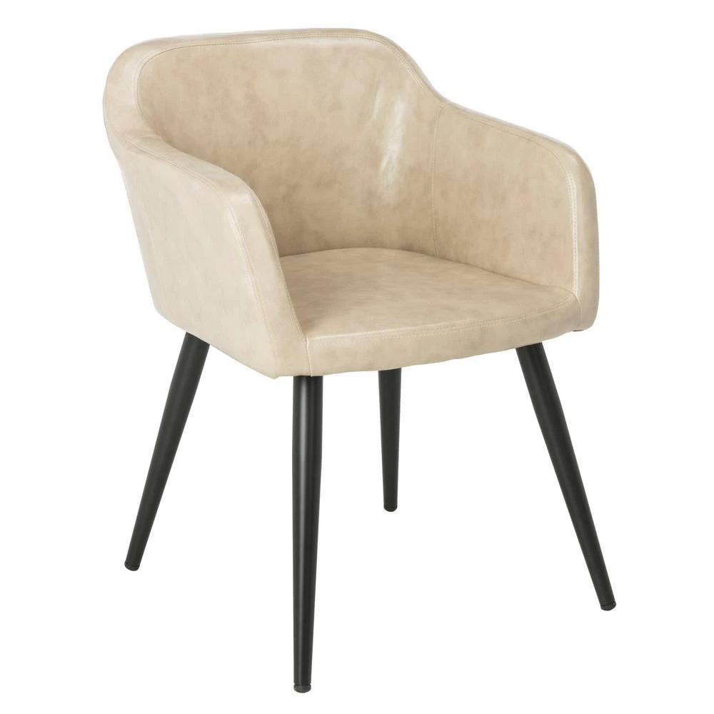 Adalena Beige Leather Accent Chair by SAFAVIEH 8 Adalena Beige Leather Accent Chair by SAFAVIEH - Image 6