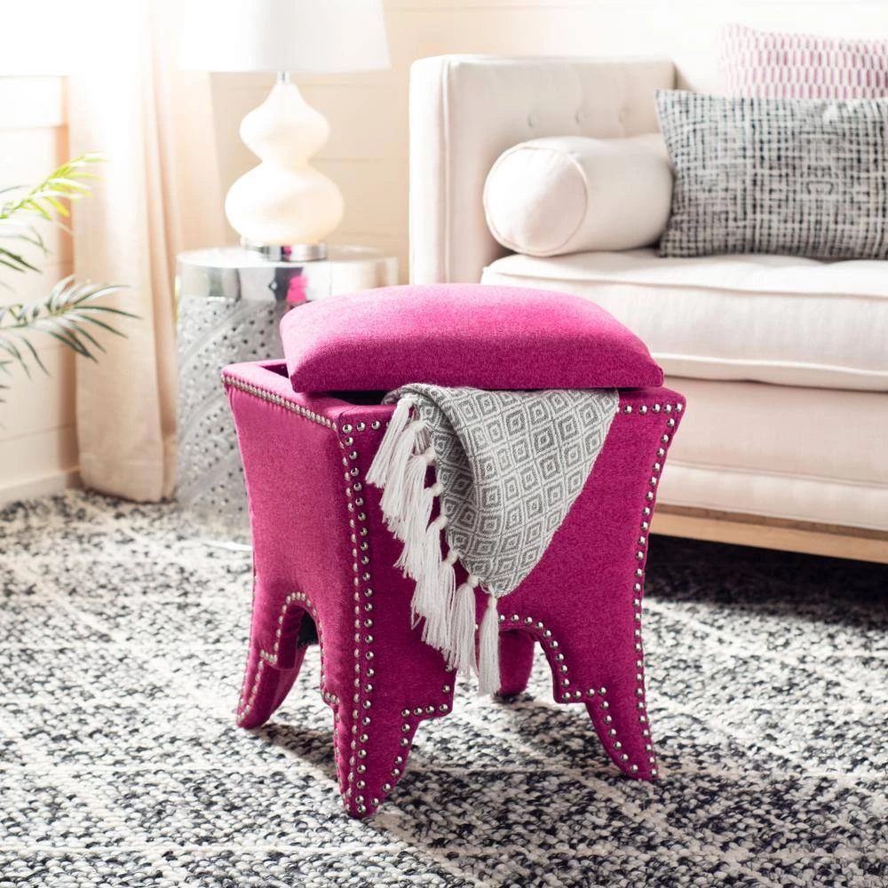 Deidra Pink Storage Ottoman by SAFAVIEH 11 Deidra Pink Storage Ottoman by SAFAVIEH - Image 9