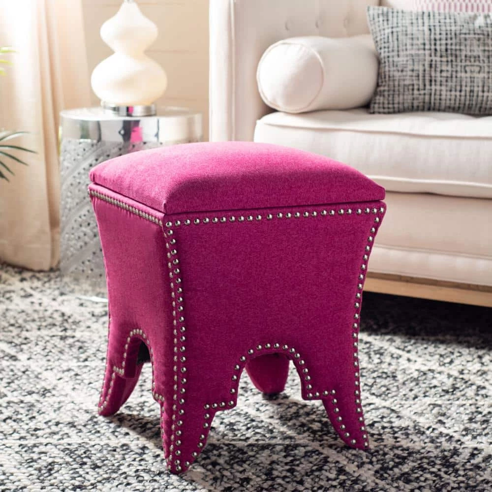Deidra Pink Storage Ottoman by SAFAVIEH 4 Deidra Pink Storage Ottoman by SAFAVIEH - Image 2