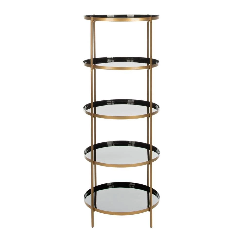 Tia 53 in. Black/Gold Metal 5-shelf Bookcase by SAFAVIEH 5 Tia 53 in. Black/Gold Metal 5-shelf Bookcase by SAFAVIEH - Image 3