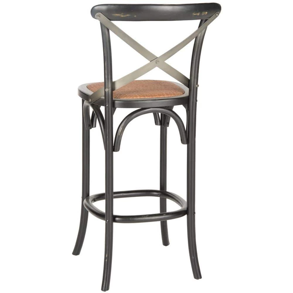 Eleanor 30.7 in. Black/Brown Bar Stool by SAFAVIEH 6 Eleanor 30.7 in. Black/Brown Bar Stool by SAFAVIEH - Image 4