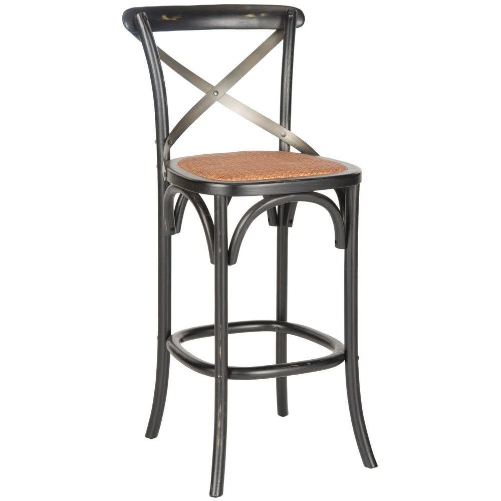 Eleanor 30.7 in. Black/Brown Bar Stool by SAFAVIEH 4 Eleanor 30.7 in. Black/Brown Bar Stool by SAFAVIEH - Image 2