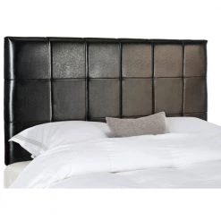 Quincy Black Faux Leather King Upholstered Headboard by SAFAVIEH -Safavieh Sales Store black leather safavieh headboards mcr4044b k 31 1000