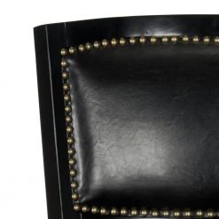 Pasquale 29 in. Black Swivel Cushioned Bar Stool by SAFAVIEH -Safavieh Sales Store black safavieh bar stools fox7011c 1f 1000