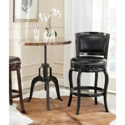 Pasquale 29 in. Black Swivel Cushioned Bar Stool by SAFAVIEH -Safavieh Sales Store black safavieh bar stools fox7011c 31 1000