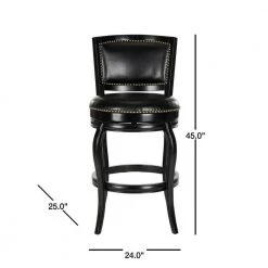 Pasquale 29 in. Black Swivel Cushioned Bar Stool by SAFAVIEH -Safavieh Sales Store black safavieh bar stools fox7011c 40 1000