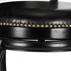 Pasquale 29 in. Black Swivel Cushioned Bar Stool by SAFAVIEH -Safavieh Sales Store black safavieh bar stools fox7011c 4f 1000
