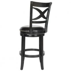 Santino 29 in. Black Swivel Cushioned Bar Stool by SAFAVIEH -Safavieh Sales Store black safavieh bar stools fox7013c 1f 1000