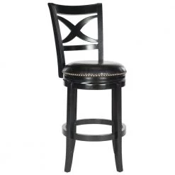 Santino 29 in. Black Swivel Cushioned Bar Stool by SAFAVIEH -Safavieh Sales Store black safavieh bar stools fox7013c 31 1000