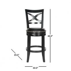 Santino 29 in. Black Swivel Cushioned Bar Stool by SAFAVIEH -Safavieh Sales Store black safavieh bar stools fox7013c 40 1000