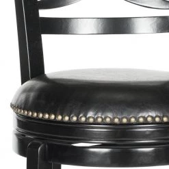 Santino 29 in. Black Swivel Cushioned Bar Stool by SAFAVIEH -Safavieh Sales Store black safavieh bar stools fox7013c 76 1000