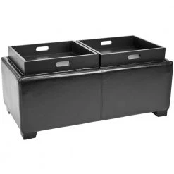 Harrison Black Storage Ottoman by SAFAVIEH -Safavieh Sales Store black safavieh bedroom benches hud8234b 31 1000