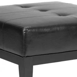 Fulton Black Upholstered Ottoman by SAFAVIEH -Safavieh Sales Store black safavieh bedroom benches hud8238b 1f 1000