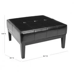Fulton Black Upholstered Ottoman by SAFAVIEH -Safavieh Sales Store black safavieh bedroom benches hud8238b 40 1000