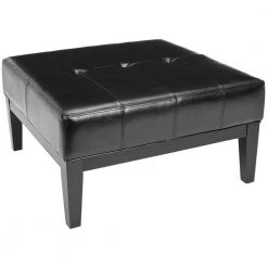 Fulton Black Upholstered Ottoman by SAFAVIEH -Safavieh Sales Store black safavieh bedroom benches hud8238b 4f 1000