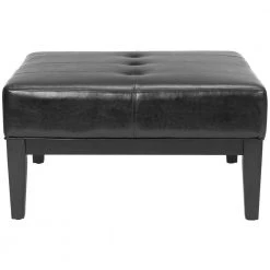 Fulton Black Upholstered Ottoman by SAFAVIEH