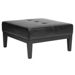 Fulton Black Upholstered Ottoman by SAFAVIEH -Safavieh Sales Store black safavieh bedroom benches hud8238b c3 1000