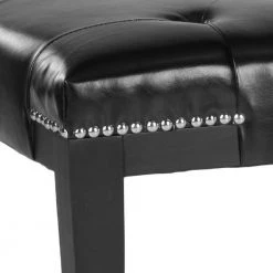 Gibbons Black Upholstered Entryway Bench by SAFAVIEH -Safavieh Sales Store black safavieh bedroom benches mcr4614c 1f 1000