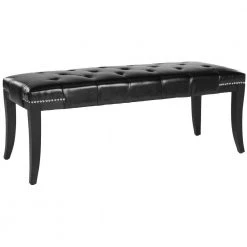 Gibbons Black Upholstered Entryway Bench by SAFAVIEH -Safavieh Sales Store black safavieh bedroom benches mcr4614c 31 1000