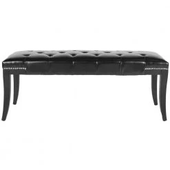 Gibbons Black Upholstered Entryway Bench by SAFAVIEH