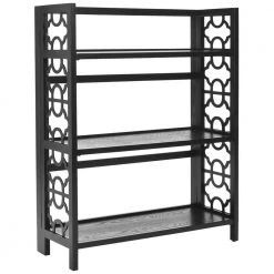 Natalie 42.5 in. Black Wood 3-shelf Bookcase by SAFAVIEH -Safavieh Sales Store black safavieh bookcases bookshelves amh6565a 31 1000
