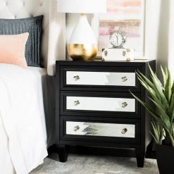 Marlon 3-Drawer Black Nightstand Chest by SAFAVIEH