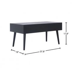 Mozart 37.75 in. Black Wood Coffee Table with 2-Drawer by SAFAVIEH -Safavieh Sales Store black safavieh coffee tables cof5702b 40 1000