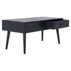 Mozart 37.75 in. Black Wood Coffee Table with 2-Drawer by SAFAVIEH -Safavieh Sales Store black safavieh coffee tables cof5702b 4f 1000