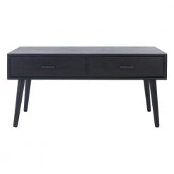 Mozart 37.75 in. Black Wood Coffee Table with 2-Drawer by SAFAVIEH