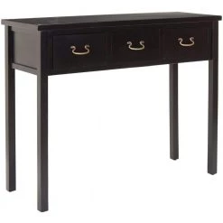 Cindy 40 in. 3-Drawer Black Wood Console Table by SAFAVIEH -Safavieh Sales Store black safavieh console tables amh6568b 4f 1000