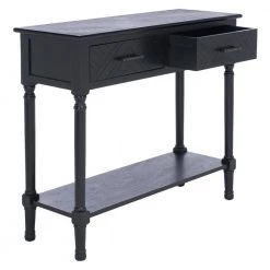 Peyton 35.5 in. 2-Drawer Black Console Table by SAFAVIEH -Safavieh Sales Store black safavieh console tables cns5704b 4f 1000