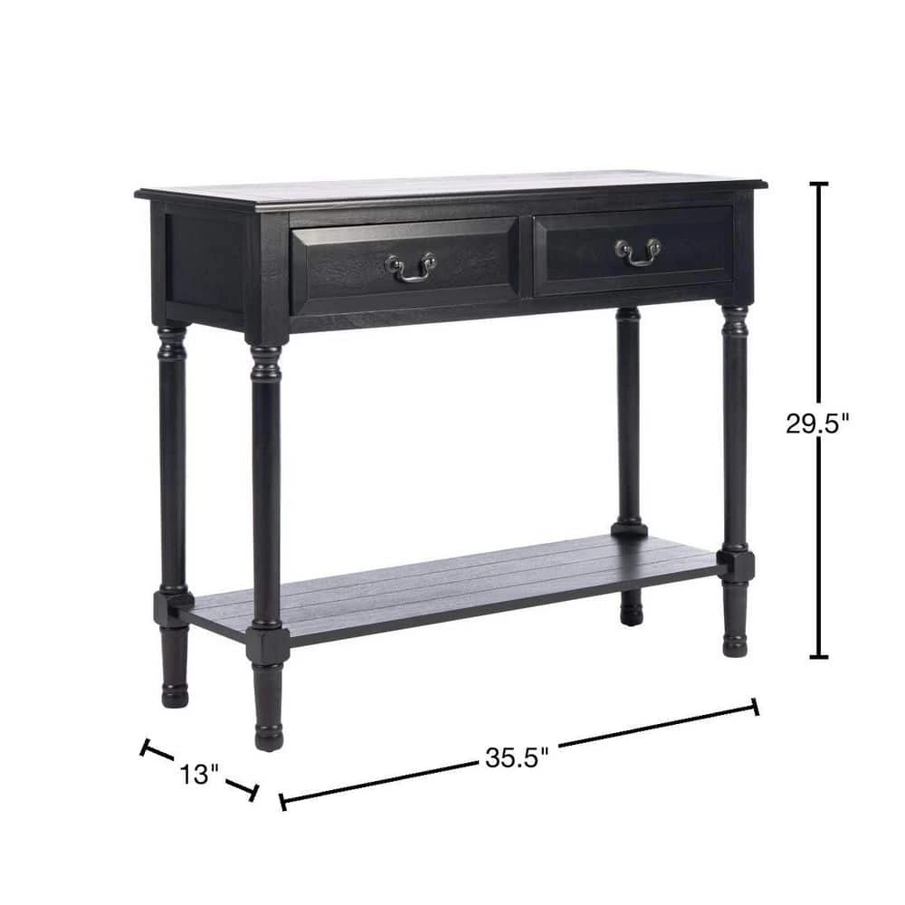 Primrose 2-Drawer Black Wood Console Table by SAFAVIEH 4 Primrose 2-Drawer Black Wood Console Table by SAFAVIEH - Image 3