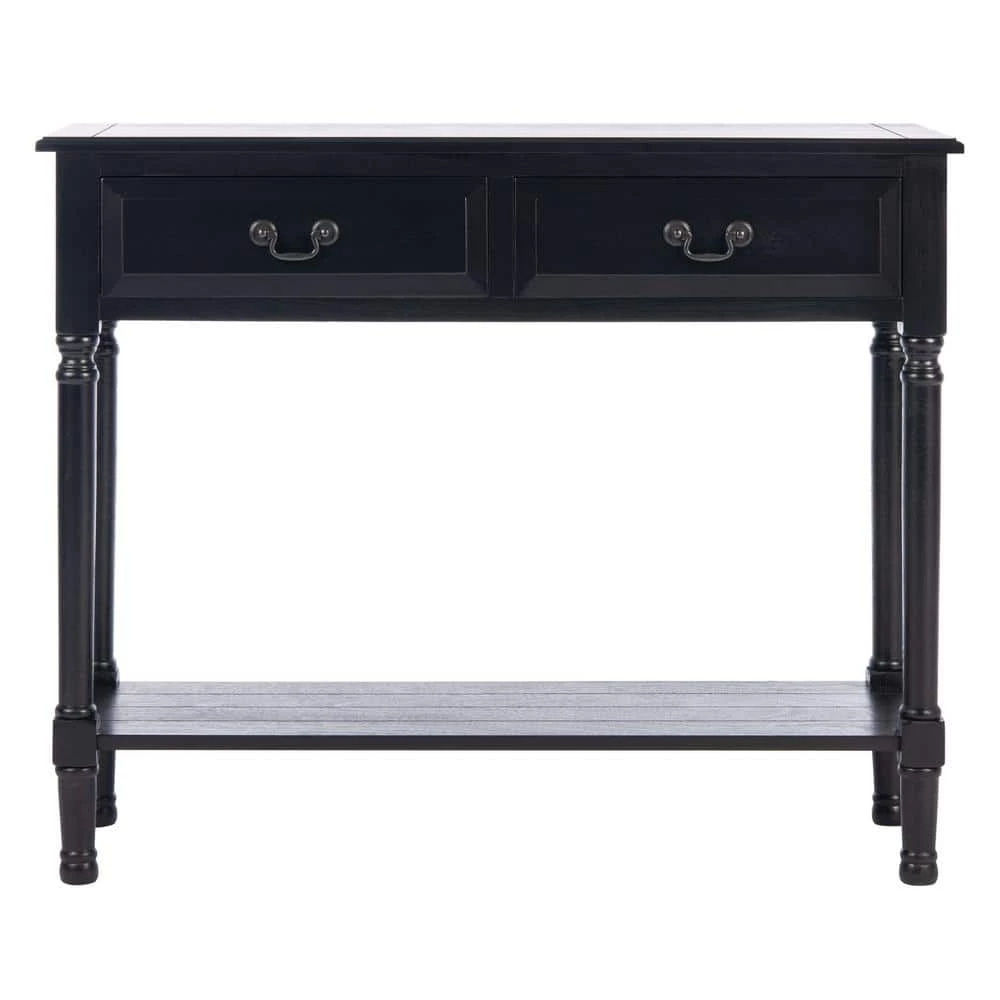 Primrose 2-Drawer Black Wood Console Table by SAFAVIEH 2 Primrose 2-Drawer Black Wood Console Table by SAFAVIEH