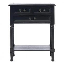 Primrose 3-Drawer Black Wood Console Table by SAFAVIEH