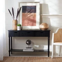 Landers Black 3-Drawer Console Table by SAFAVIEH -Safavieh Sales Store black safavieh console tables cns5711b 31 1000