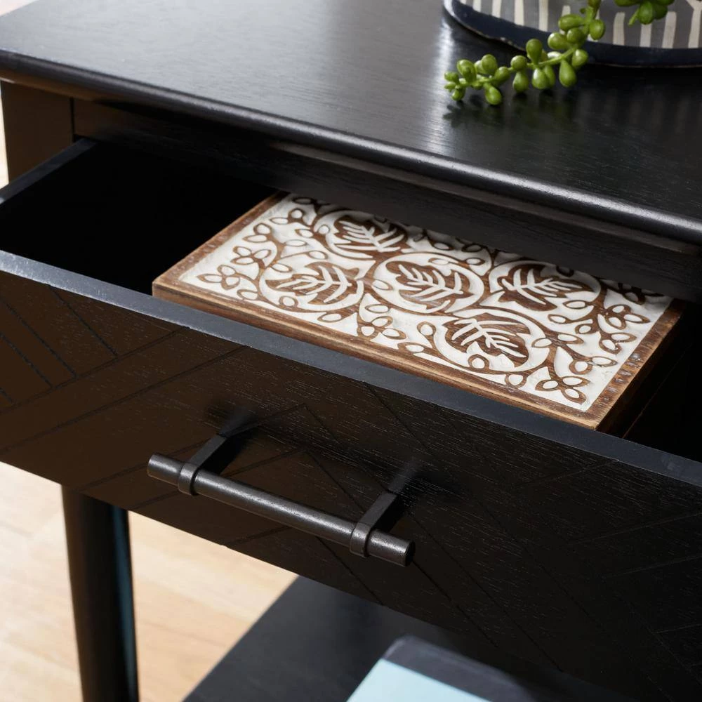 Peyton 19 in. Black Rectangle Wood Storage End Table by SAFAVIEH 15 Peyton 19 in. Black Rectangle Wood Storage End Table by SAFAVIEH - Image 13